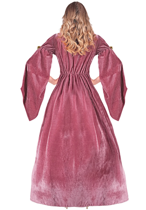 Déguisement princesse médiévale rose et blanche femme