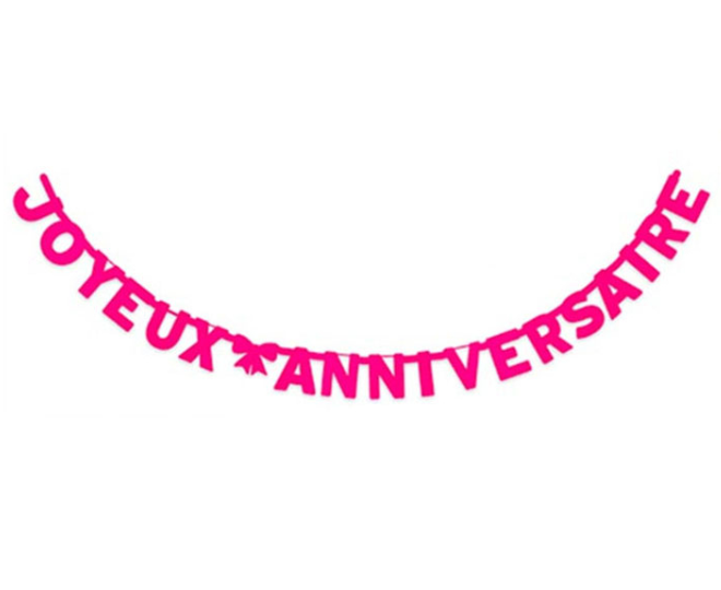 Guirlande Joyeux Anniversaire fuchsia 280 cm
