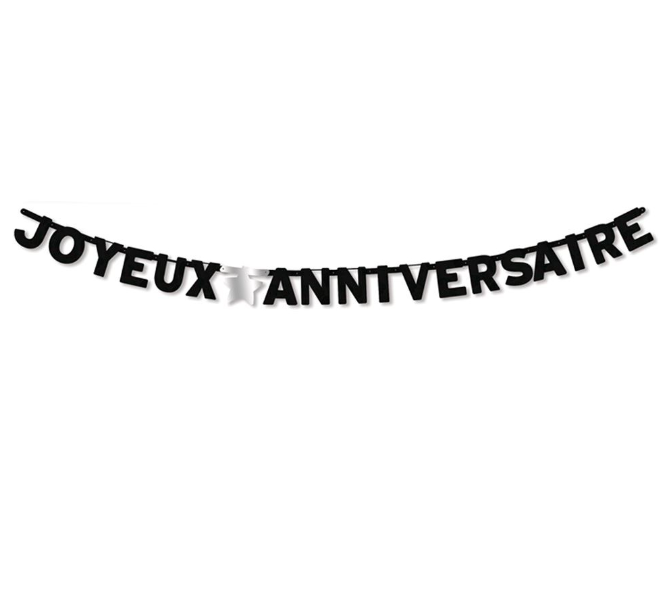 Guirlande Joyeux Anniversaire noire 280 cm