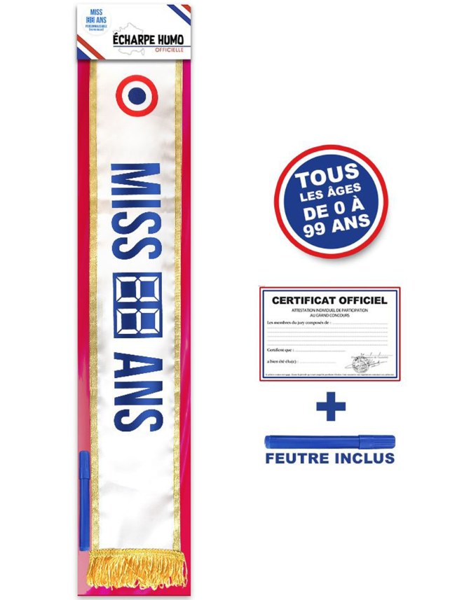 Echarpe de miss personnalisable anniversaire avec diplôme et feutre