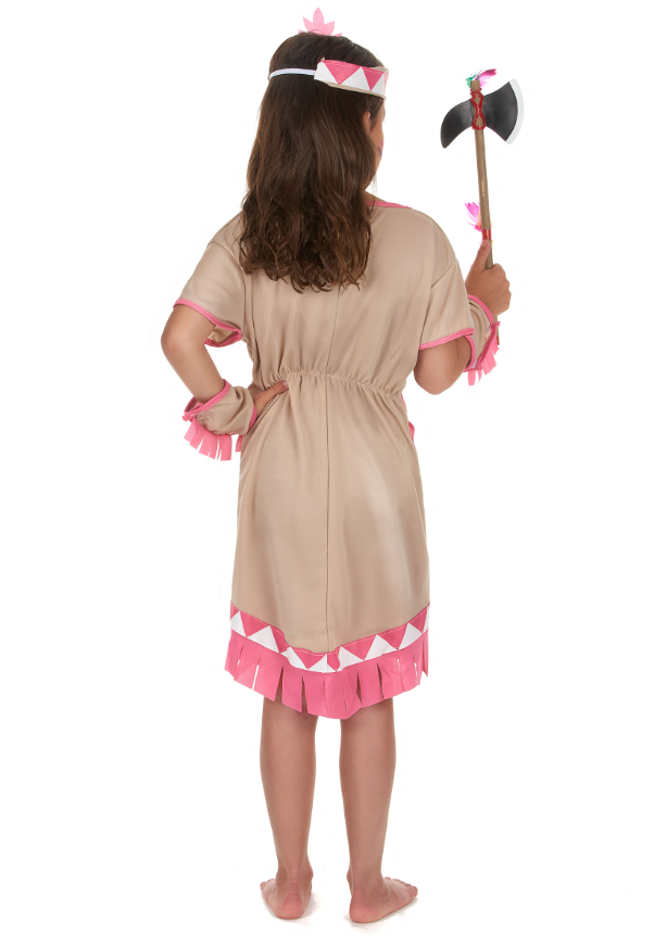 Déguisement indienne franges roses fille