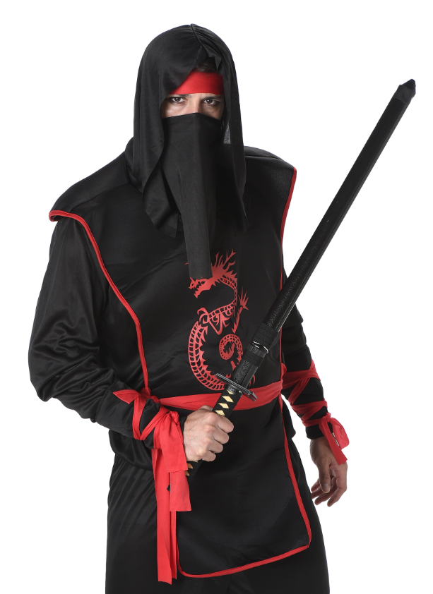 Déguisement ninja noir et rouge homme
