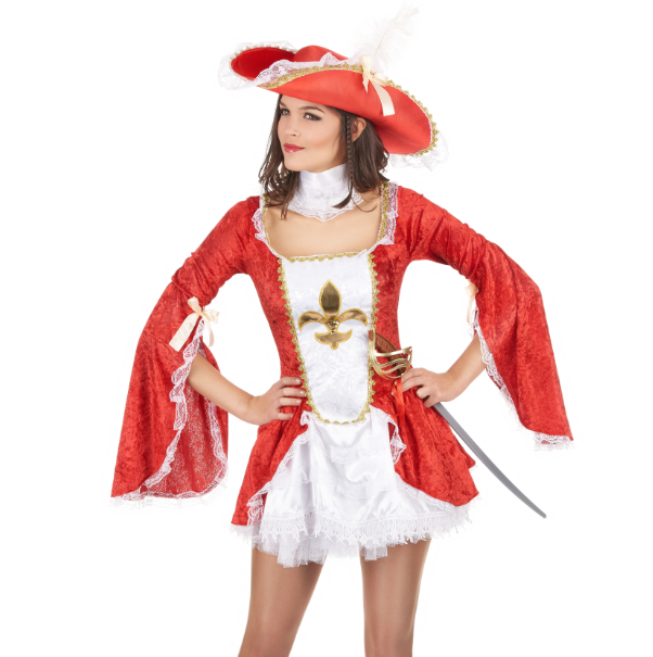 Déguisement mousquetaire sexy rouge femme