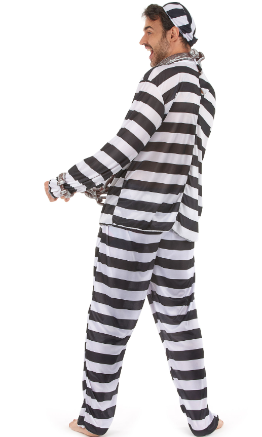 Déguisement de prisonnier noir et blanc homme