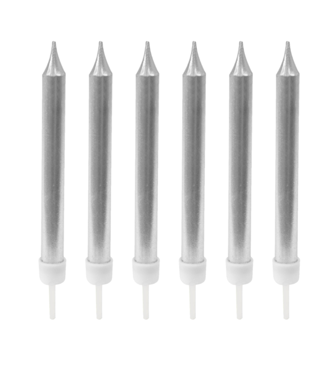 Bougies d'anniversaire argentées métallisées 7 cm