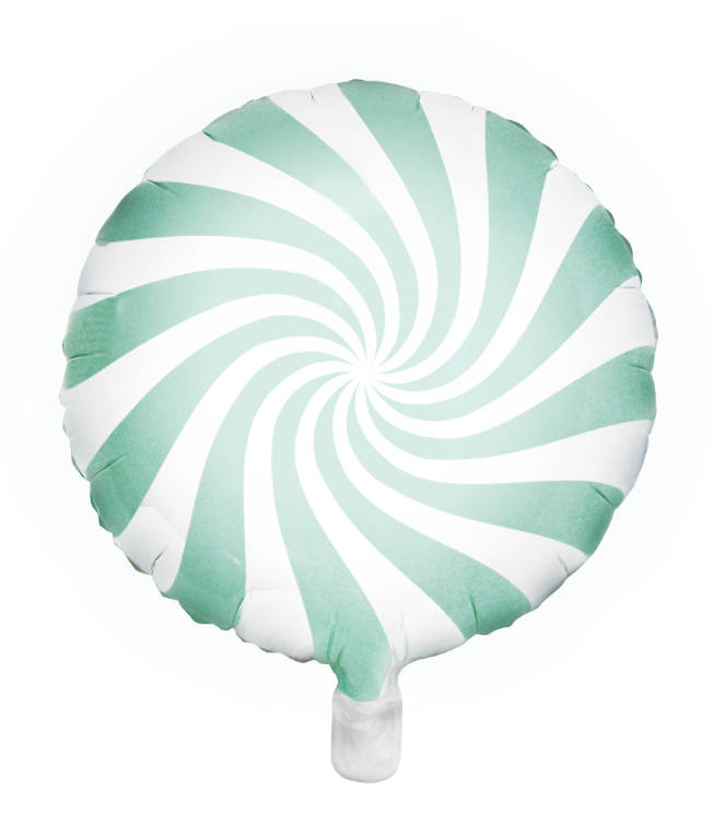 Ballon aluminium sucette menthe et blanc 45 cm