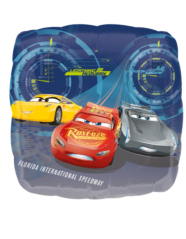 Ballon en aluminium carré Cars 3™ 43 x 43 cm