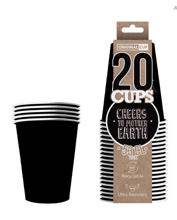 Gobelets américains carton recyclable noirs 53 cl