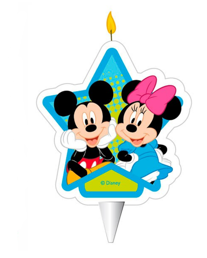 Bougie d'anniversaire Mickey et Minnie™ 7,5 cm