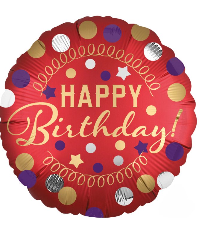 Ballon aluminium Happy Birthday satin rouge 45 cm