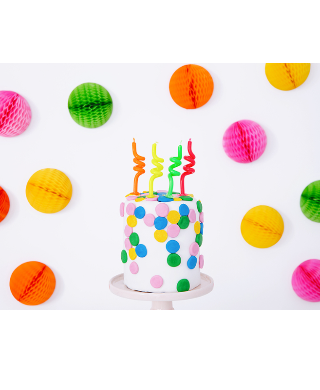 Bougies d'anniversaire tourbillons multicolores 8 cm