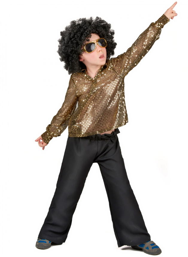 Déguisement disco garçon paillettes or