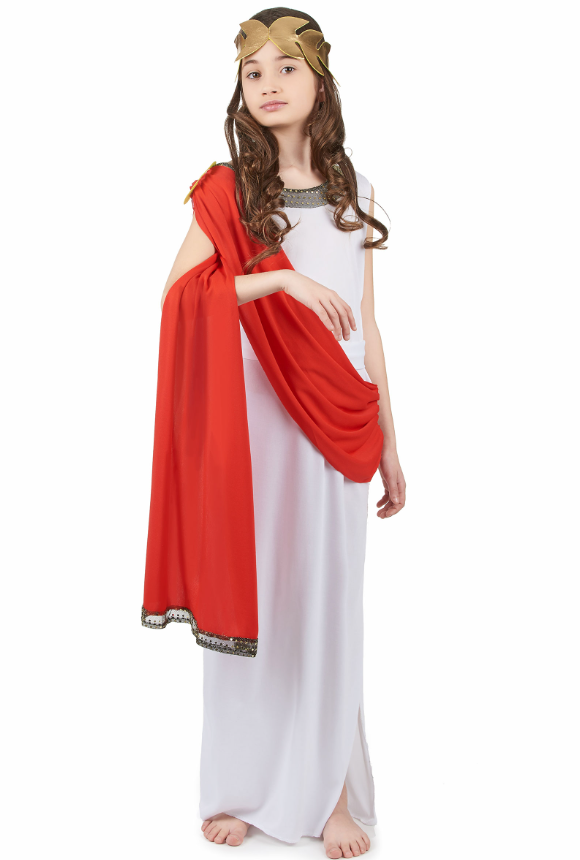 Déguisement déesse romaine à drapé rouge fille