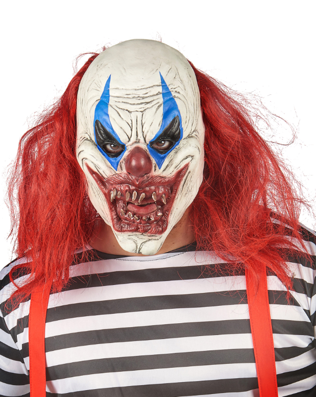Masque latex clown rouge et blanc adulte