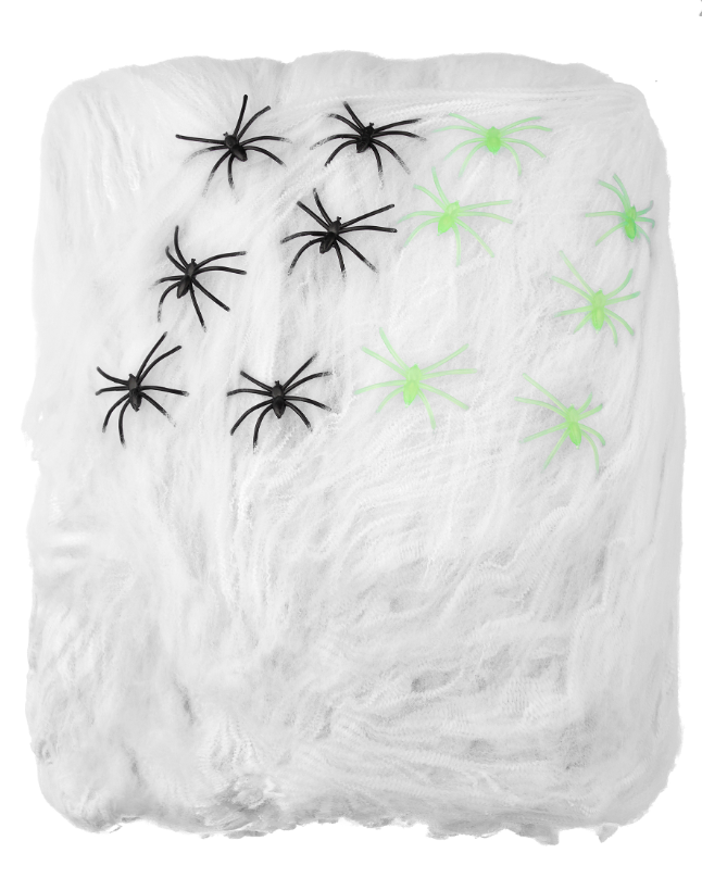 Décoration toile d'araignée blanche avec araignées 500 g Halloween