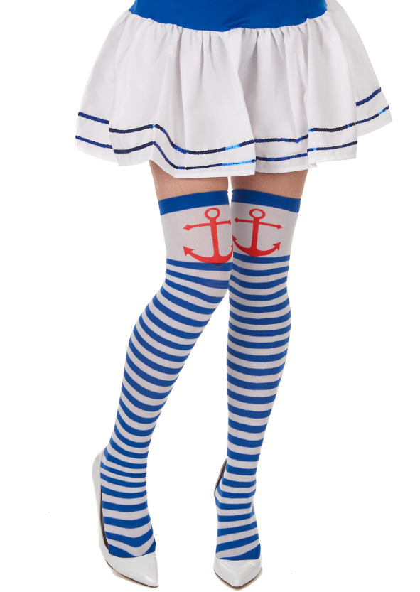 Bas rayés marin femme