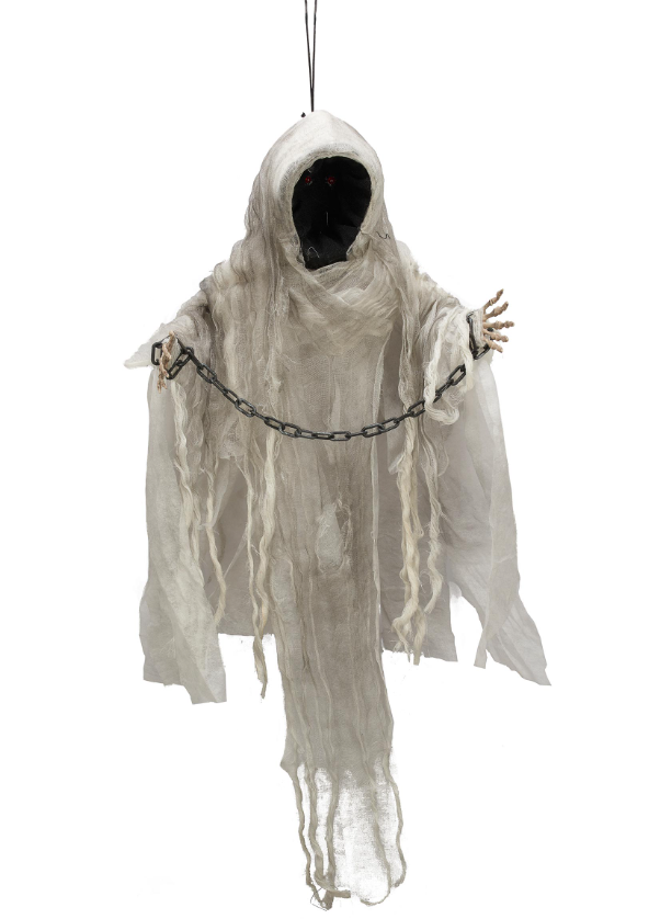 Décoration à suspendre squelette enchaîné lumineux Halloween 100 cm