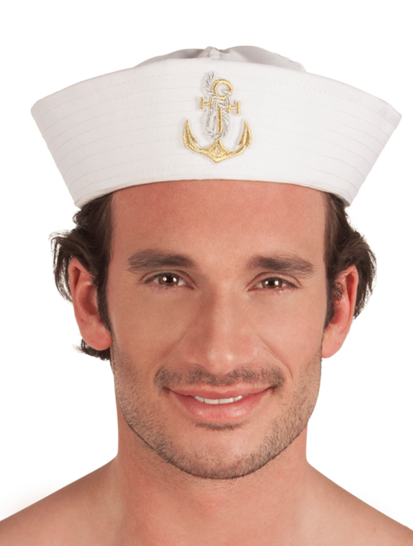 Chapeau marin avec ancre dorée adulte