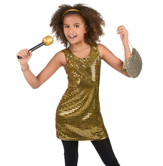 Déguisement disco paillettes or fille