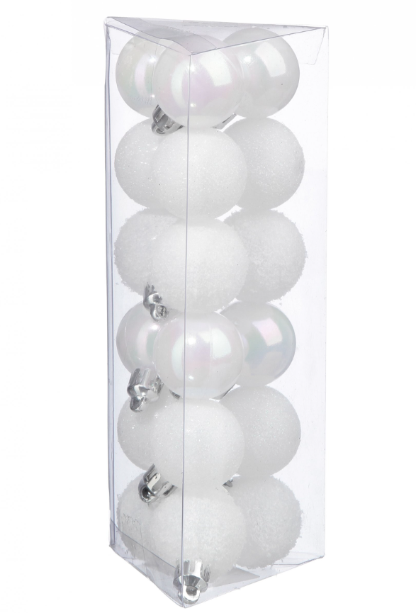 Mini boules de noël blanches 3 cm