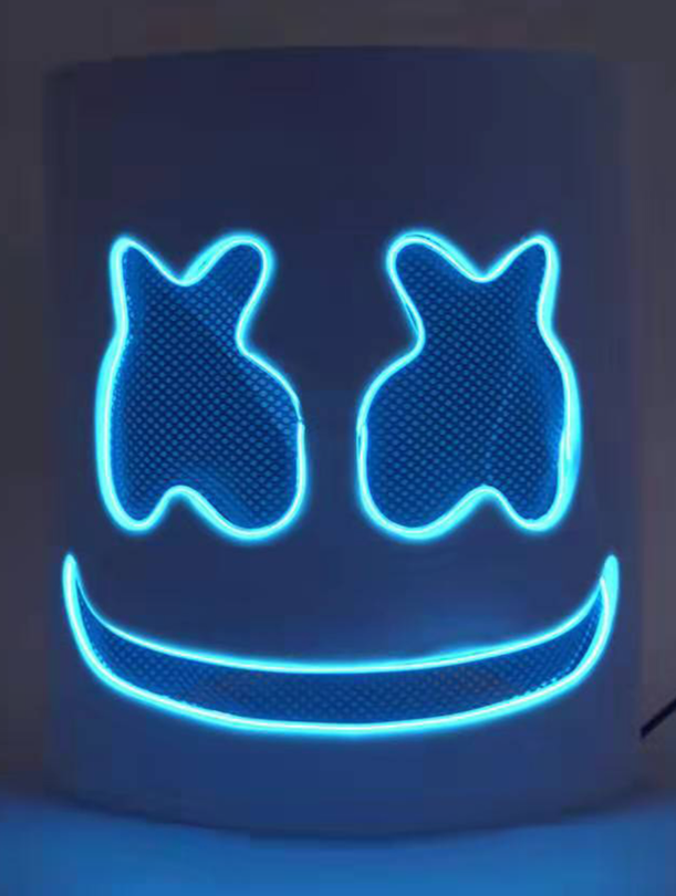 Masque DJ guimauve led bleu adulte