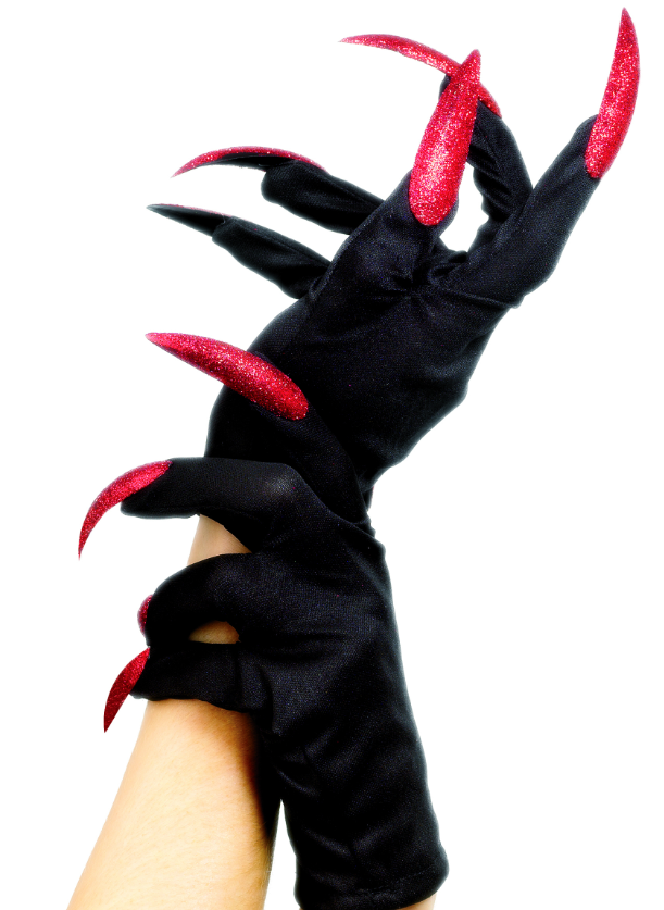 Gants avec faux ongles sorcière Halloween