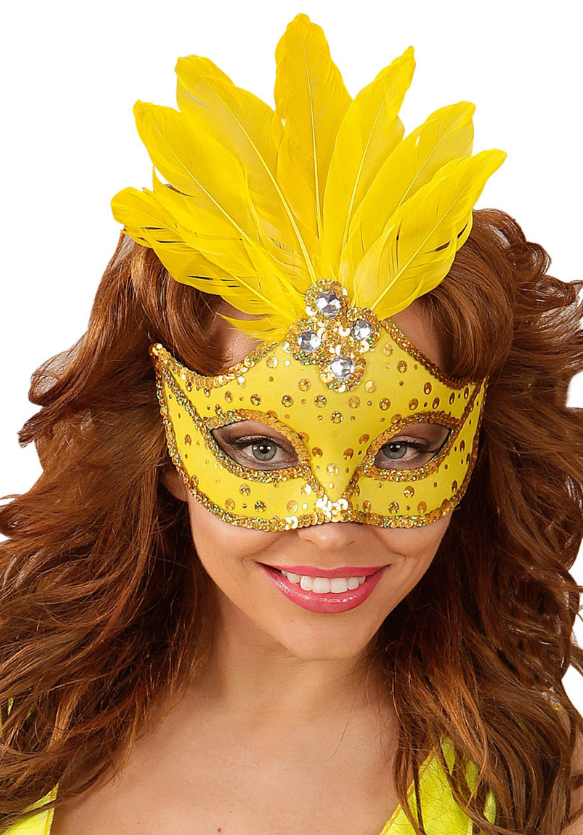 Loup jaune avec plumes femme