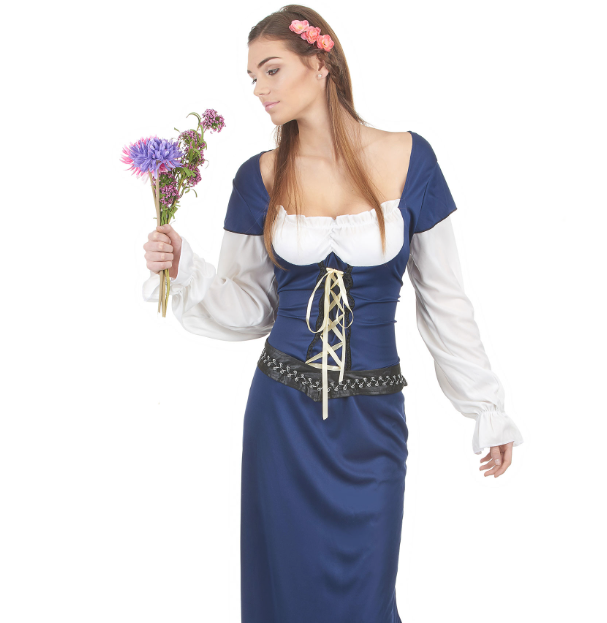 Déguisement Bavaroise robe longue bleue Femme