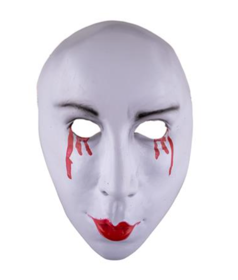 Masque blanc avec les yeux qui saignent