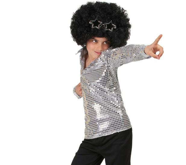 Déguisement Disco Argent sequins Garçon