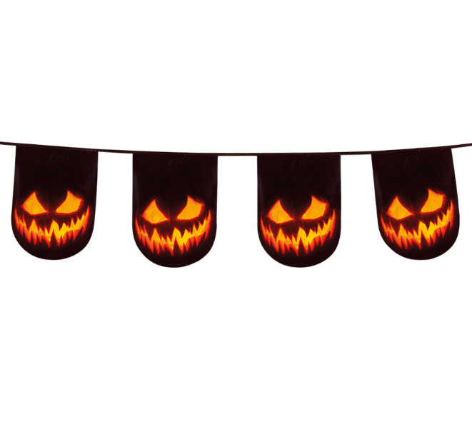 Guirlande fanions citrouille terrifiante en plastique 6 m