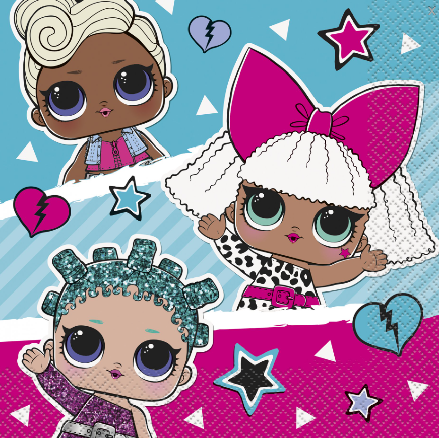 Petites serviettes en papier LOL Surprise™ 25 x 25 cm
