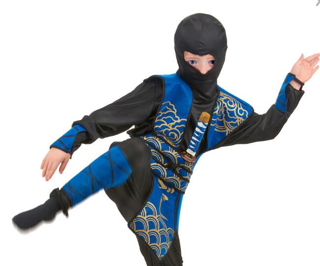 Déguisement ninja bleu et doré garçon