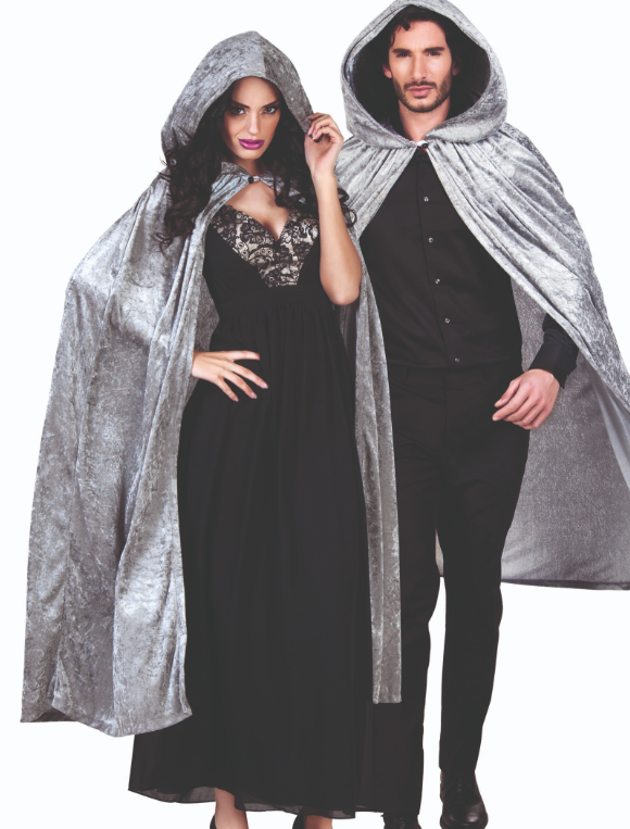 Cape grise aspect velours 170 cm adule Halloween