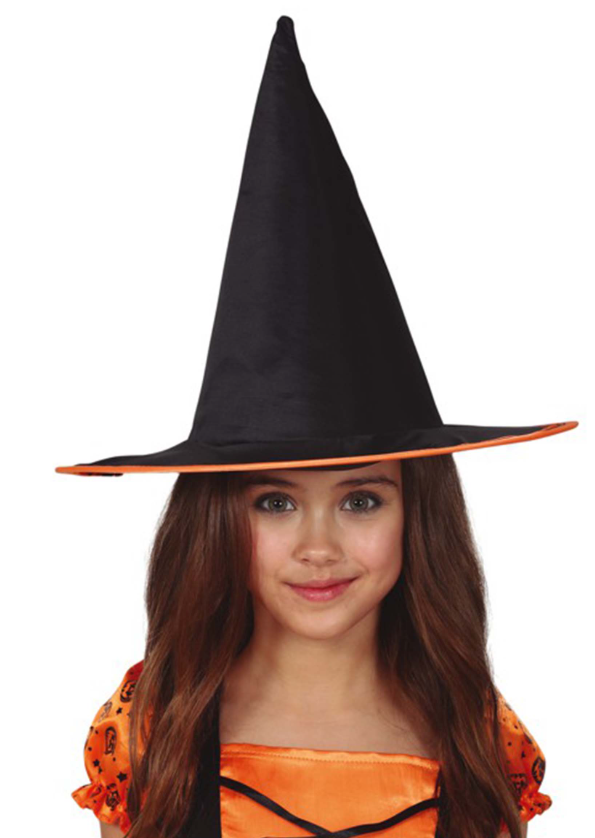 Chapeau sorcière avec liseré orange enfant