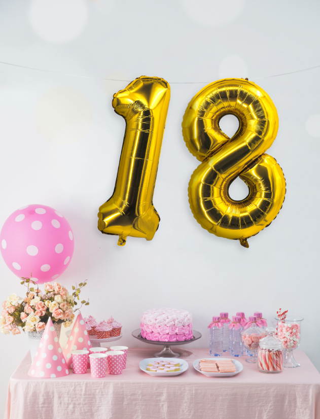 Ballon aluminium chiffre doré 85 cm