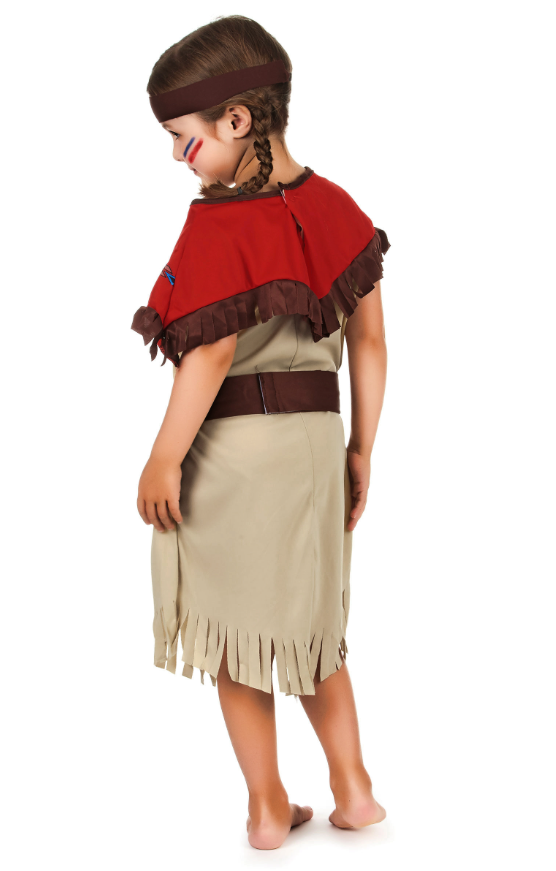 Déguisement indienne rouge et beige fille