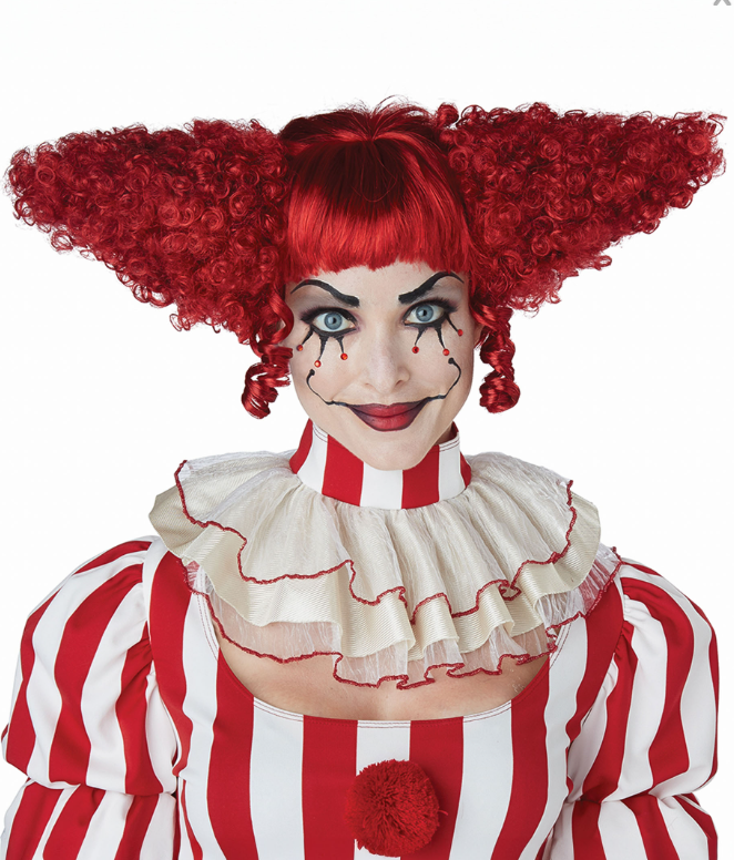 Perruque clown psycho rouge femme