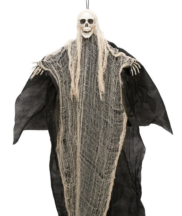 Décoration faucheuse noire et blanche à suspendre Halloween 110 cm