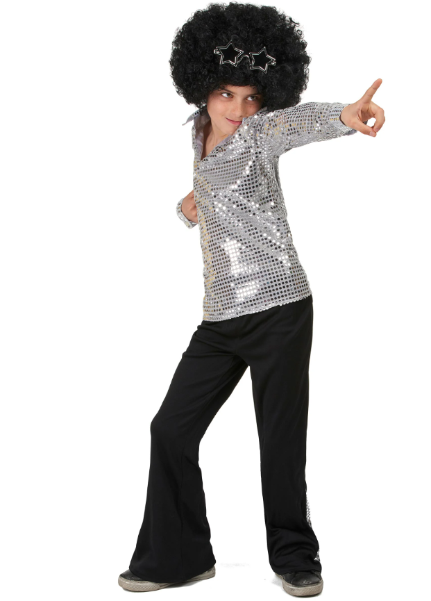Déguisement Disco Argent sequins Garçon