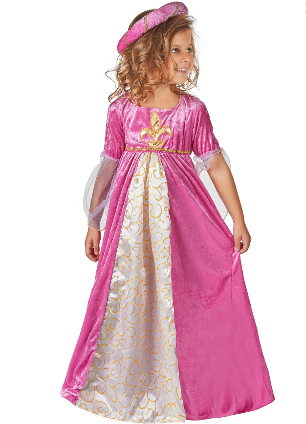 Déguisement princesse médiévale rose et or fille
