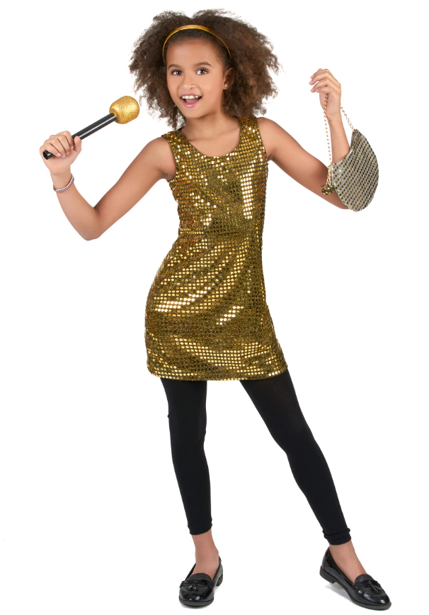 Déguisement disco paillettes or fille
