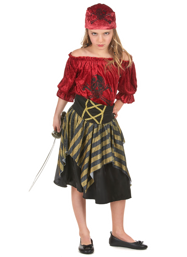Déguisement pirate rayures dorées fille