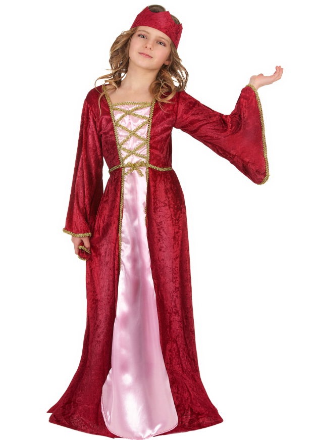 Déguisement reine médiévale rouge fille