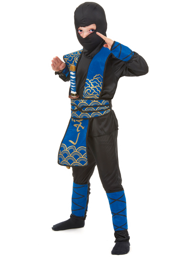 Déguisement ninja bleu et doré garçon