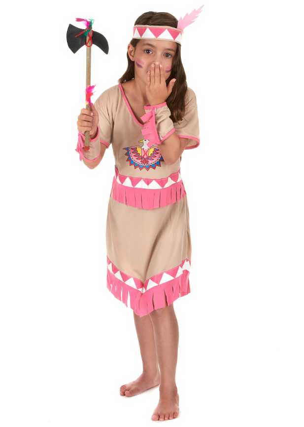Déguisement indienne franges roses fille