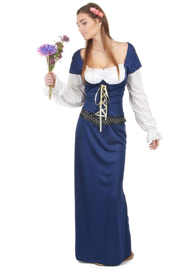 Déguisement Bavaroise robe longue bleue Femme