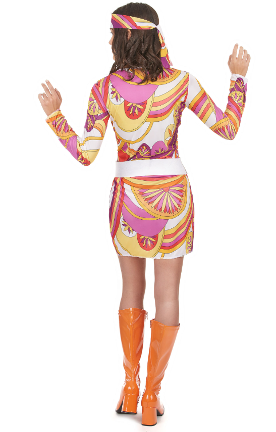 Déguisement hippie rose et orange femme