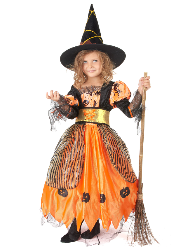 Déguisement sorcière orange fille Halloween