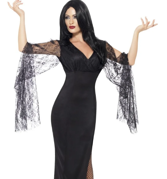 Déguisement sorcière avec dentelle noire femme Halloween
